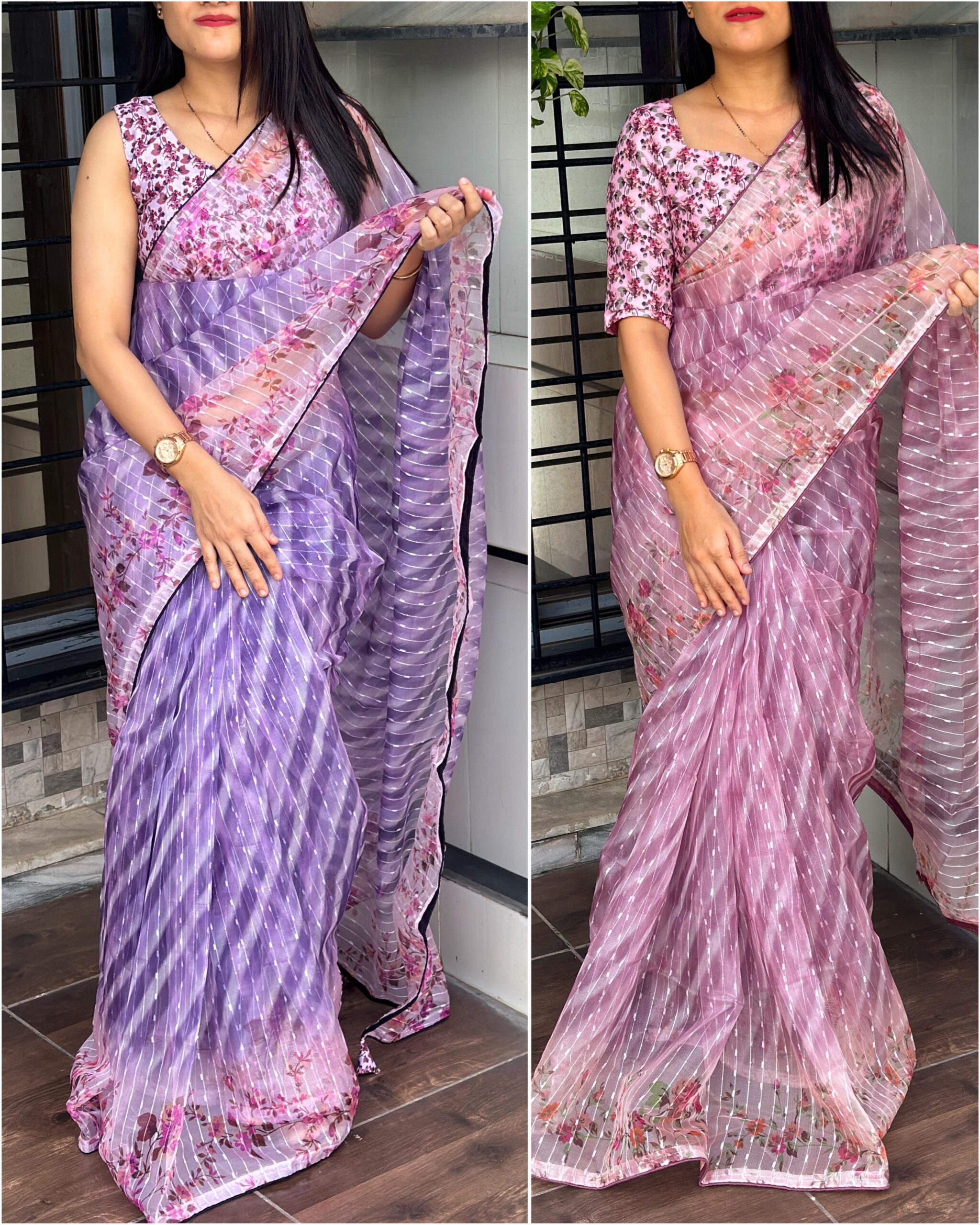 Organza With Digital Print And Sequince Work Ethnic Saree - Image 2