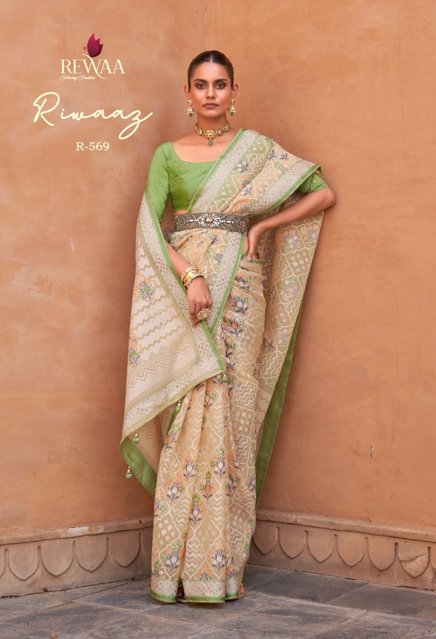 Patola Printed Designer Saree Tissue Silk Fabric - Image 4