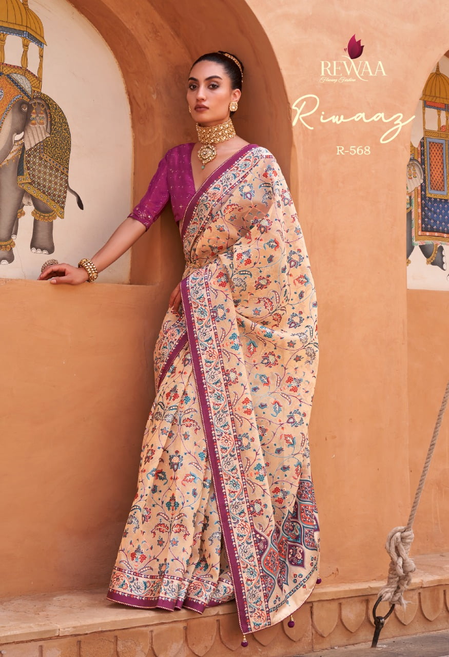 Patola Printed Designer Saree Tissue Silk Fabric - Image 5