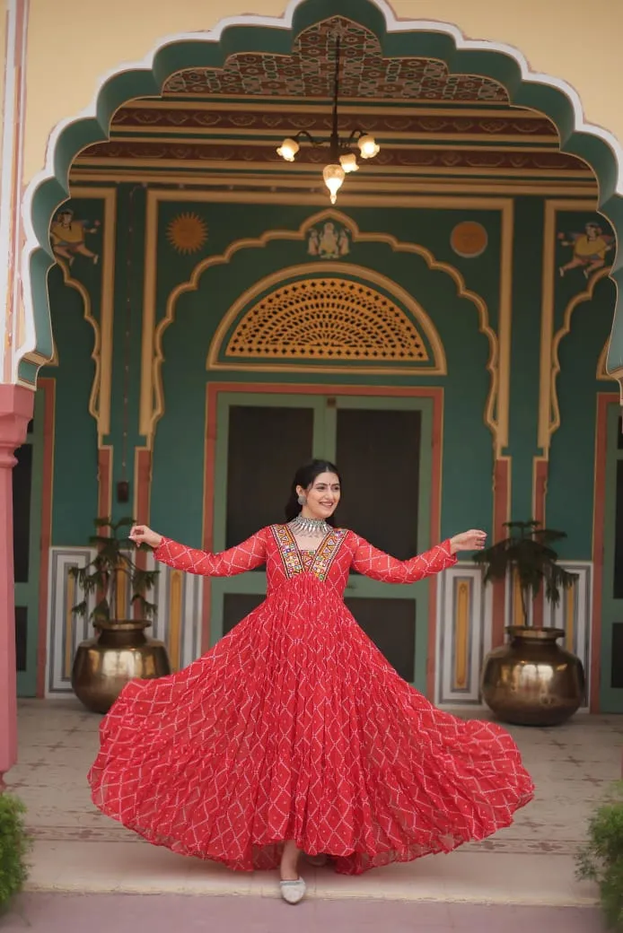 Bandhni Print With Kutchi Patch Work Designer Navratri Wear - Image 2