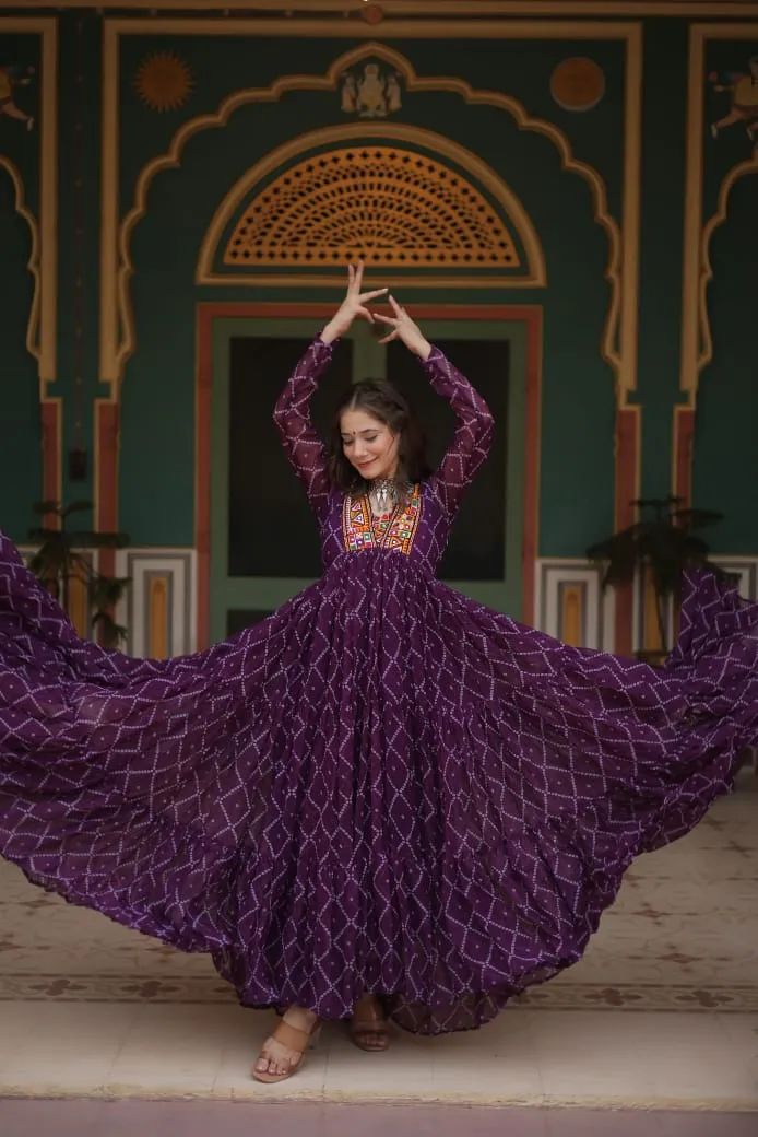 Bandhni Print With Kutchi Patch Work Designer Navratri Wear - Image 4