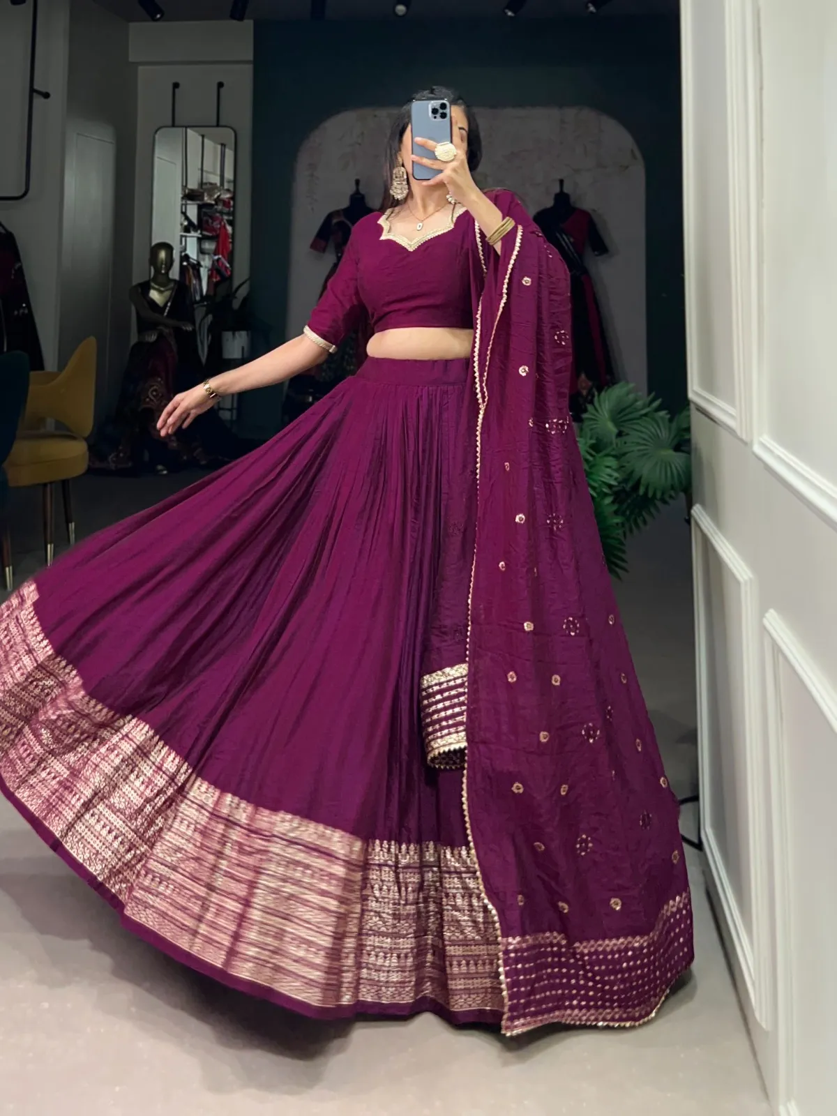 Bridesmaid Simple Plain Lehenga Choli Navratri