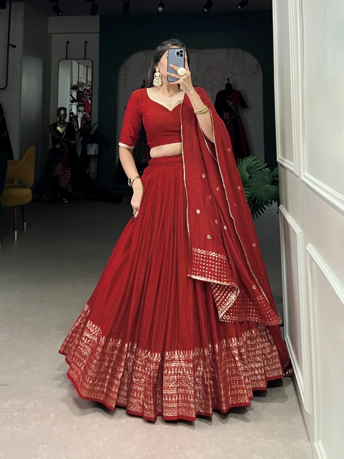 Bridesmaid Simple Plain Lehenga Choli Navratri - Image 4