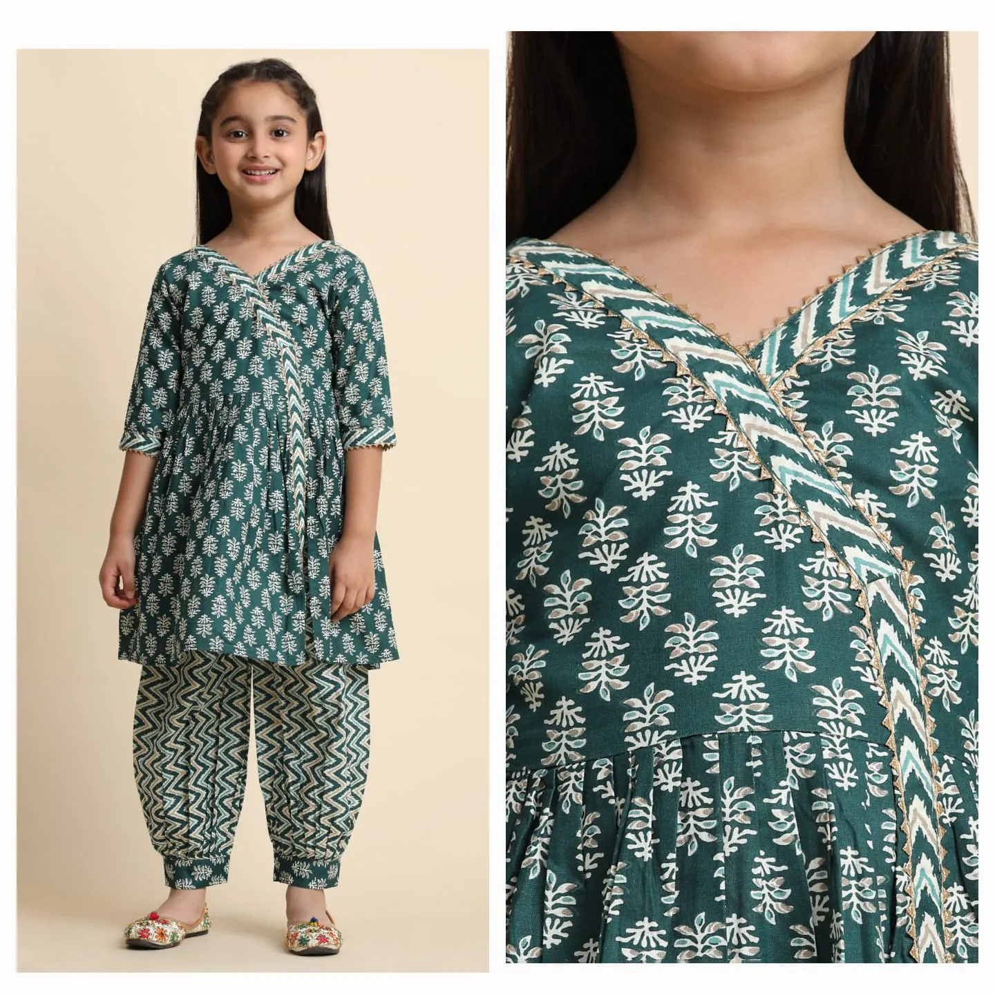 Designer Cotton Kids Girls Wear Exclusive Kurta And Afgani Pant