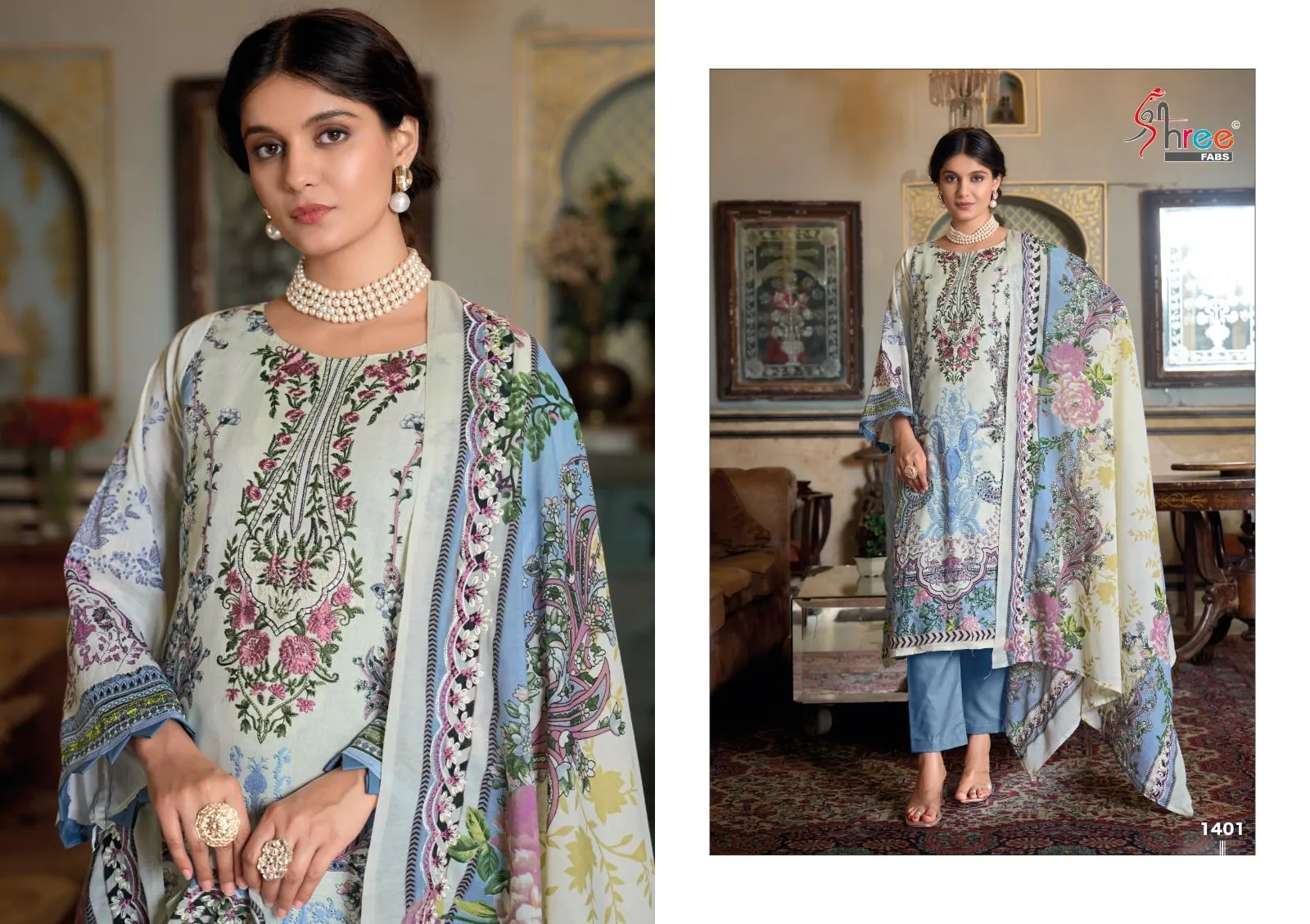 Designer Pakistani Style Printed Pure Cotton Salwar Suit - Image 3