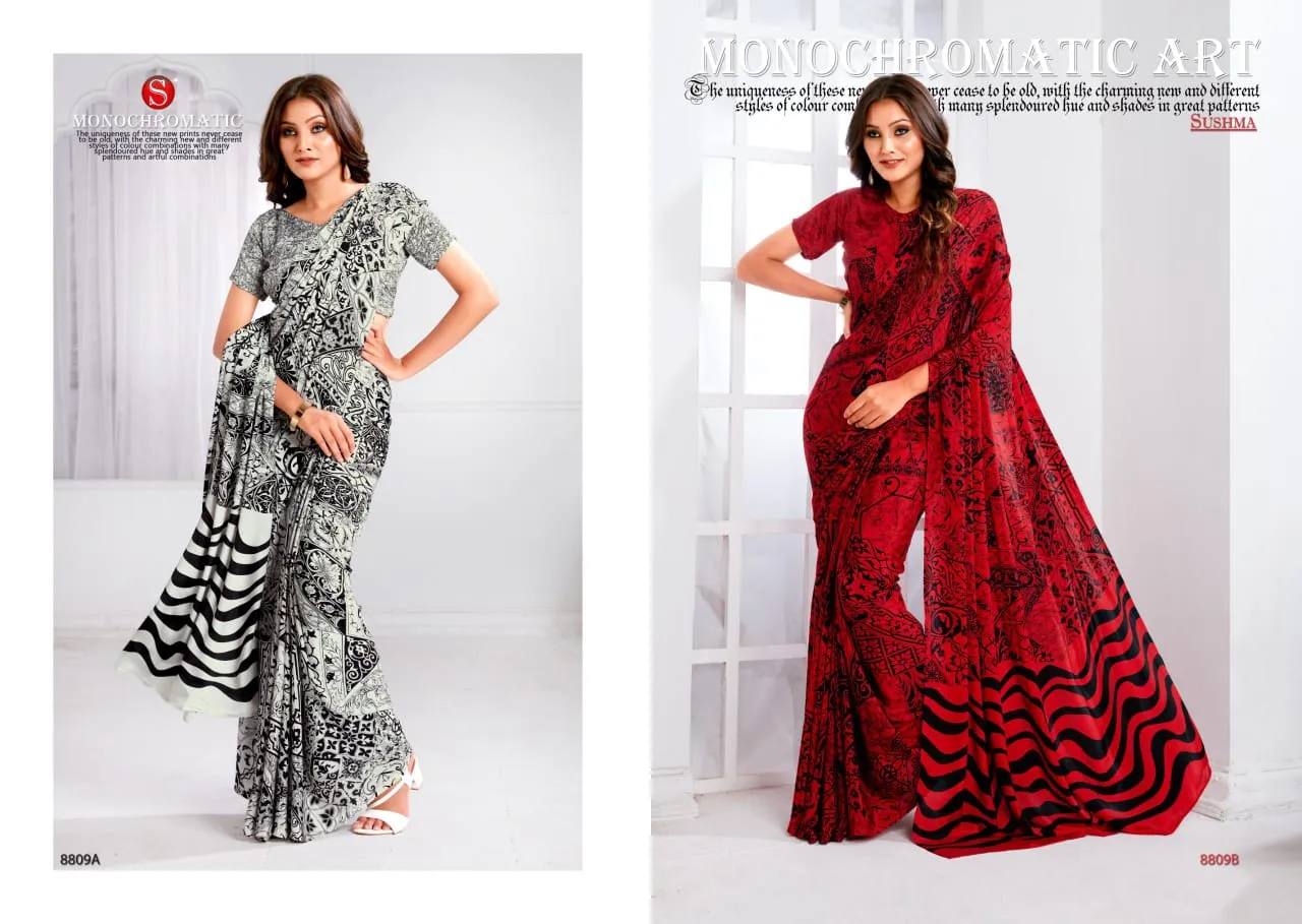 Designer Printed Crepe Silk Saree Sushma Euphoria - Image 2
