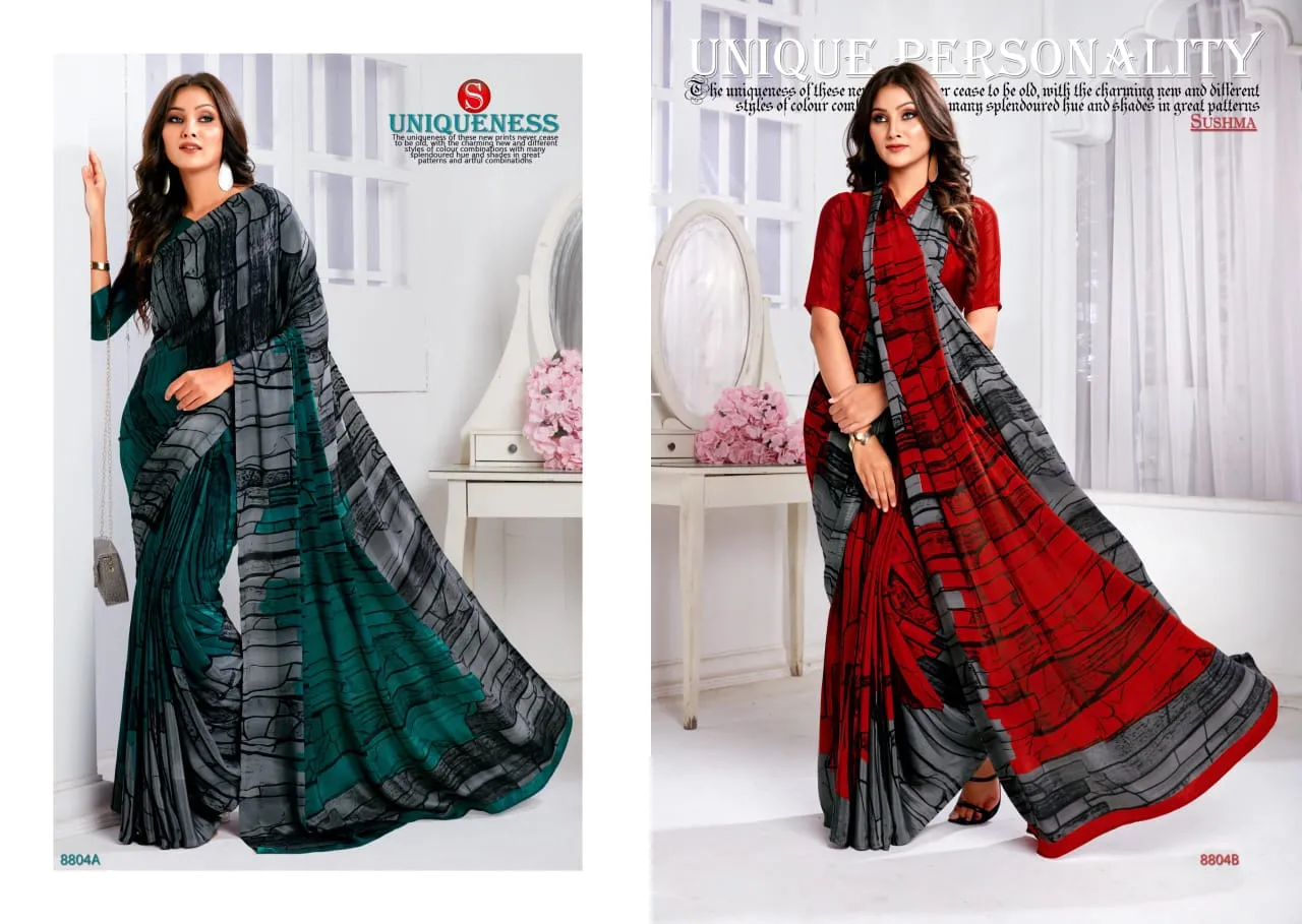 Designer Printed Crepe Silk Saree Sushma Euphoria - Image 3