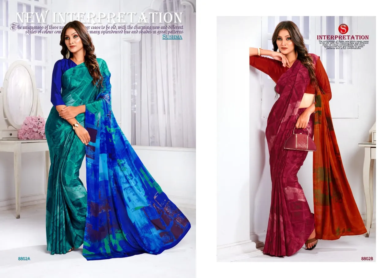 Designer Printed Crepe Silk Saree Sushma Euphoria - Image 4