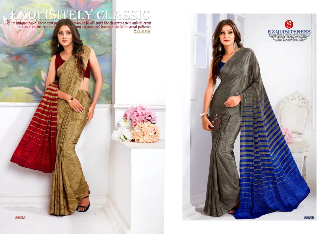 Designer Printed Crepe Silk Saree Sushma Euphoria - Image 5