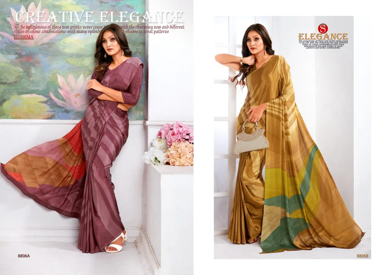 Designer Printed Crepe Silk Saree Sushma Euphoria - Image 6