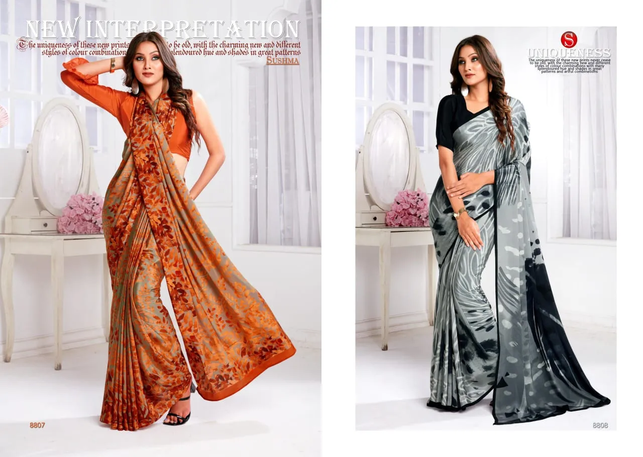 Designer Printed Crepe Silk Saree Sushma Euphoria - Image 8