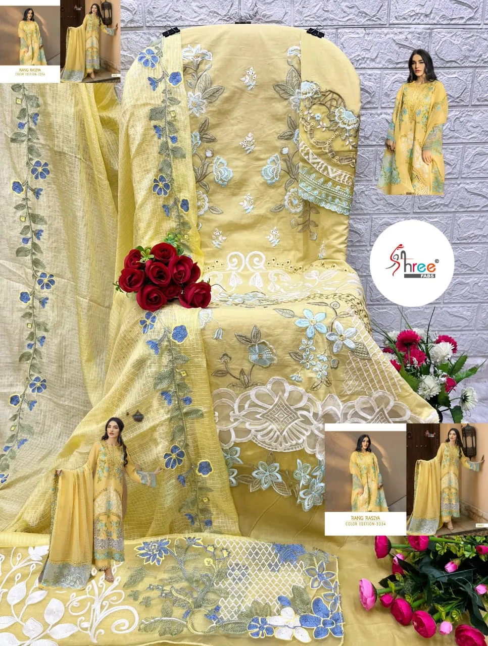 Designer Wholesale Lawn Self Embroidery Salwar Suit - Image 2