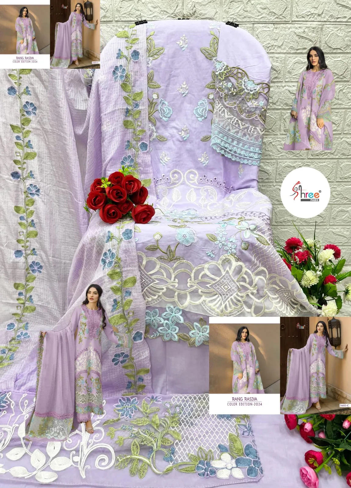 Designer Wholesale Lawn Self Embroidery Salwar Suit - Image 3