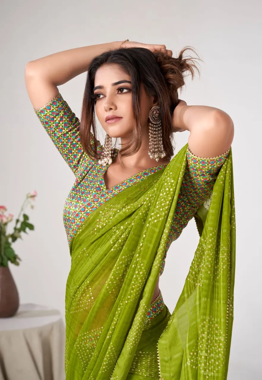 Fancy Lace Border Georgette Saree
