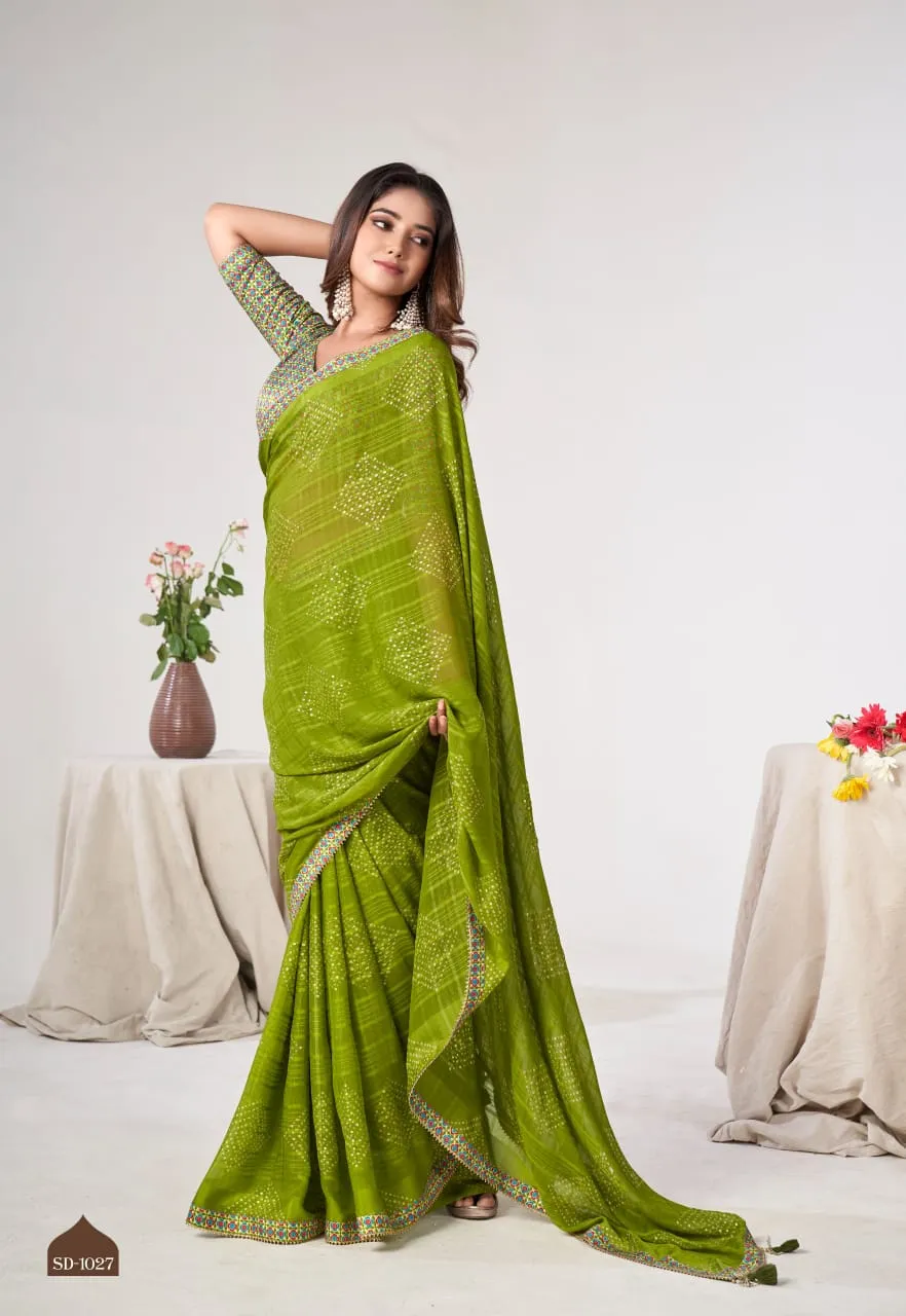 Fancy Lace Border Georgette Saree - Image 10