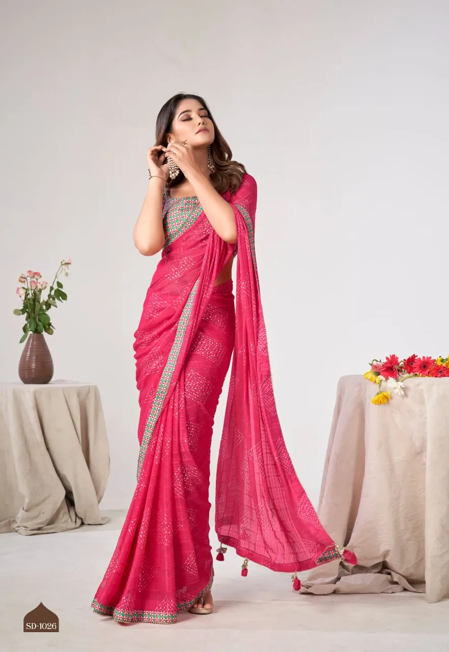 Fancy Lace Border Georgette Saree - Image 11