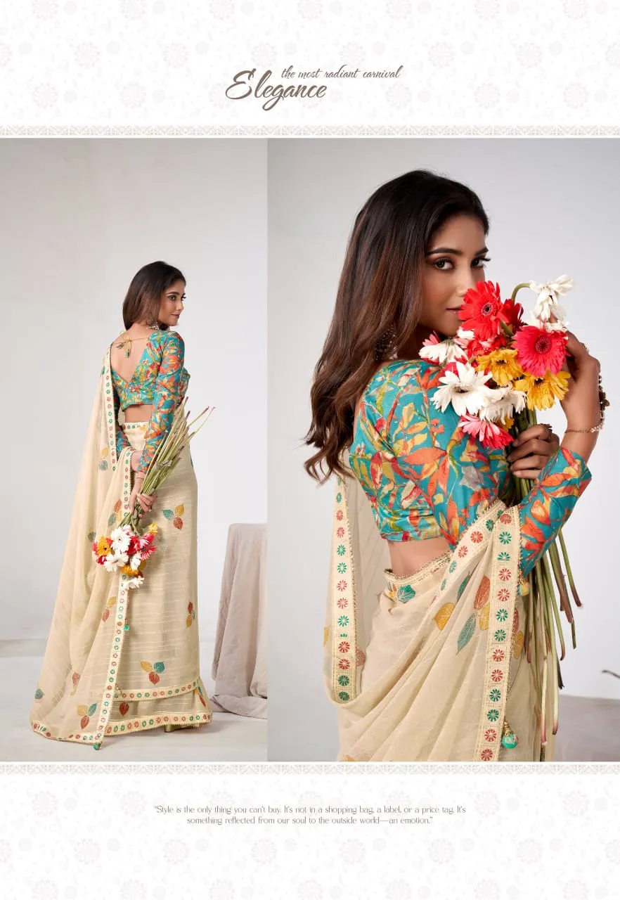 Fancy Lace Border Georgette Saree - Image 4