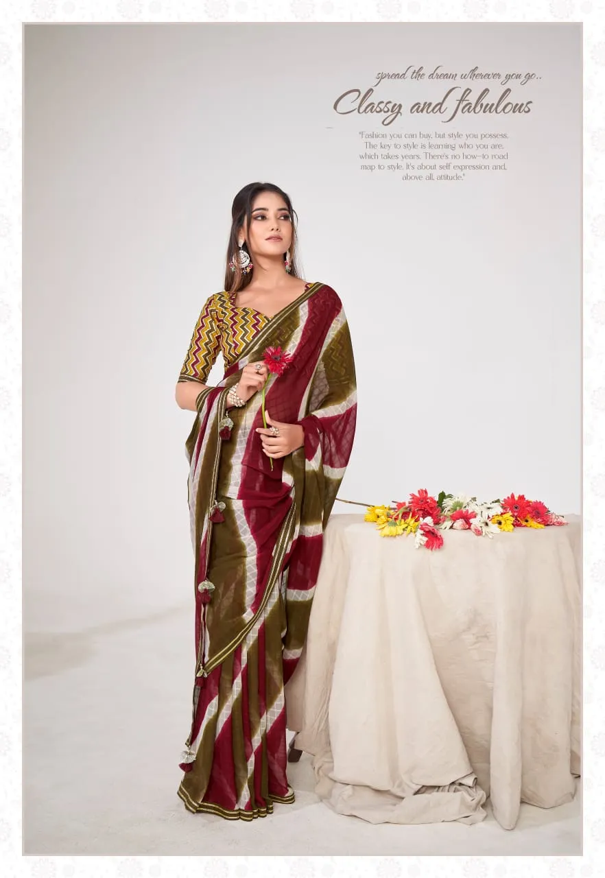 Fancy Lace Border Georgette Saree - Image 5