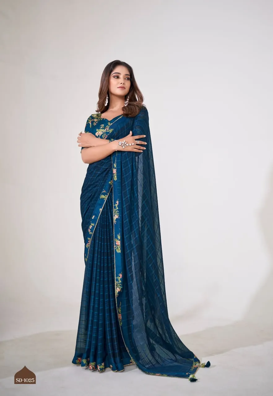 Fancy Lace Border Georgette Saree - Image 6