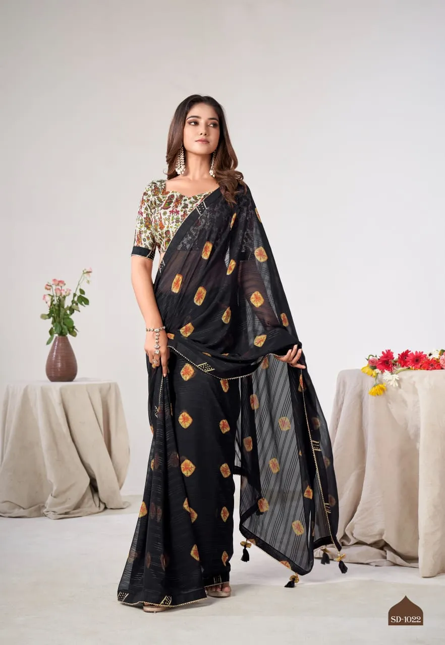 Fancy Lace Border Georgette Saree - Image 8