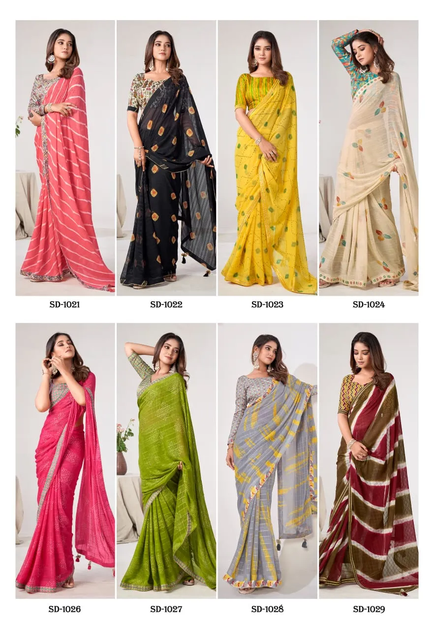 Fancy Lace Border Georgette Saree - Image 9