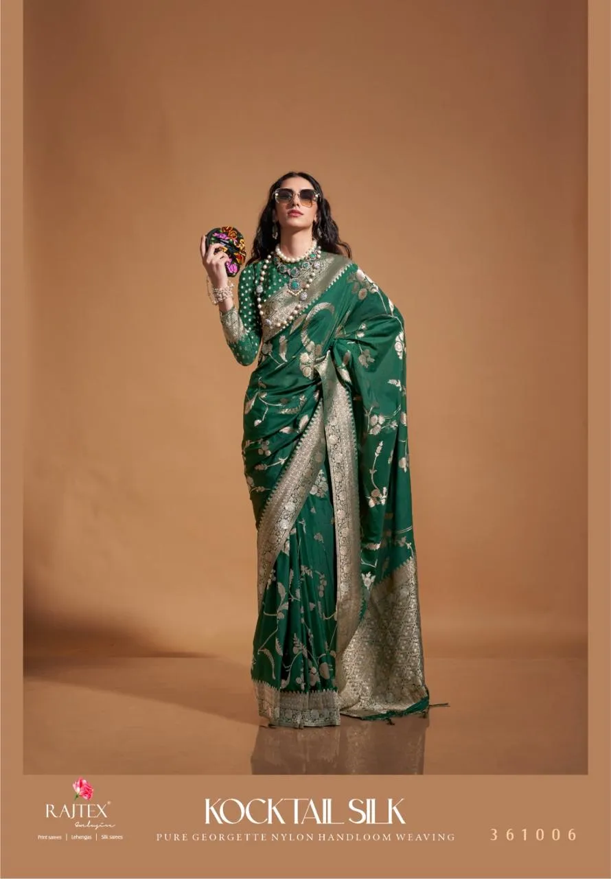 Festive Wear Georgette Nylon Silk Saree - Image 2