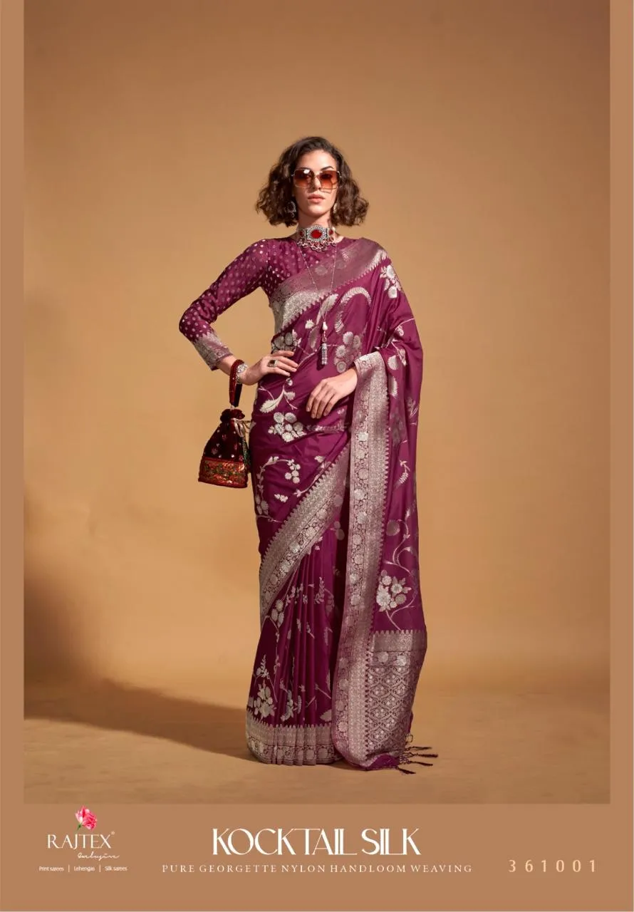 Festive Wear Georgette Nylon Silk Saree - Image 4