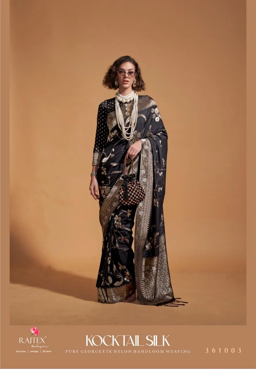 Festive Wear Georgette Nylon Silk Saree - Image 5