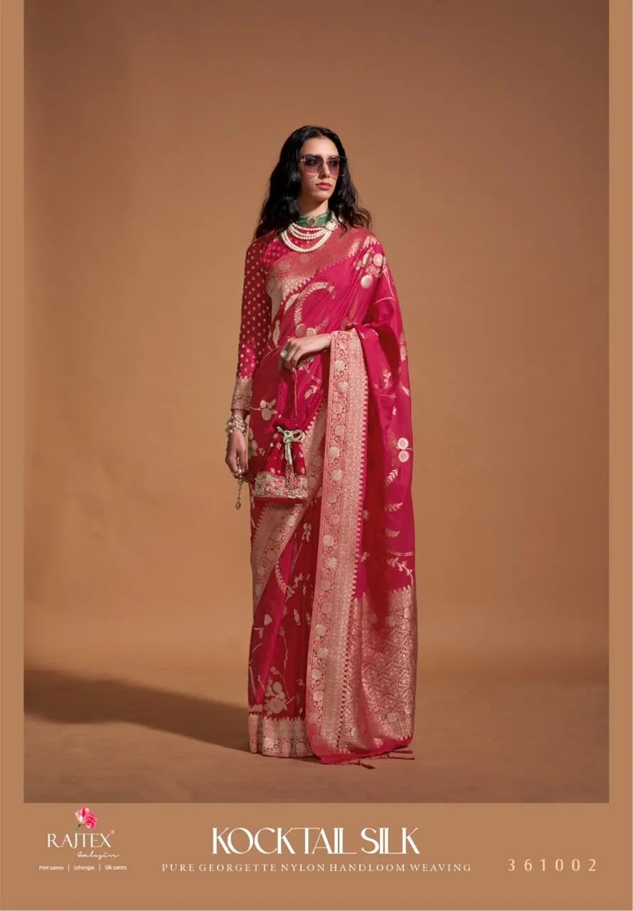 Festive Wear Georgette Nylon Silk Saree - Image 6