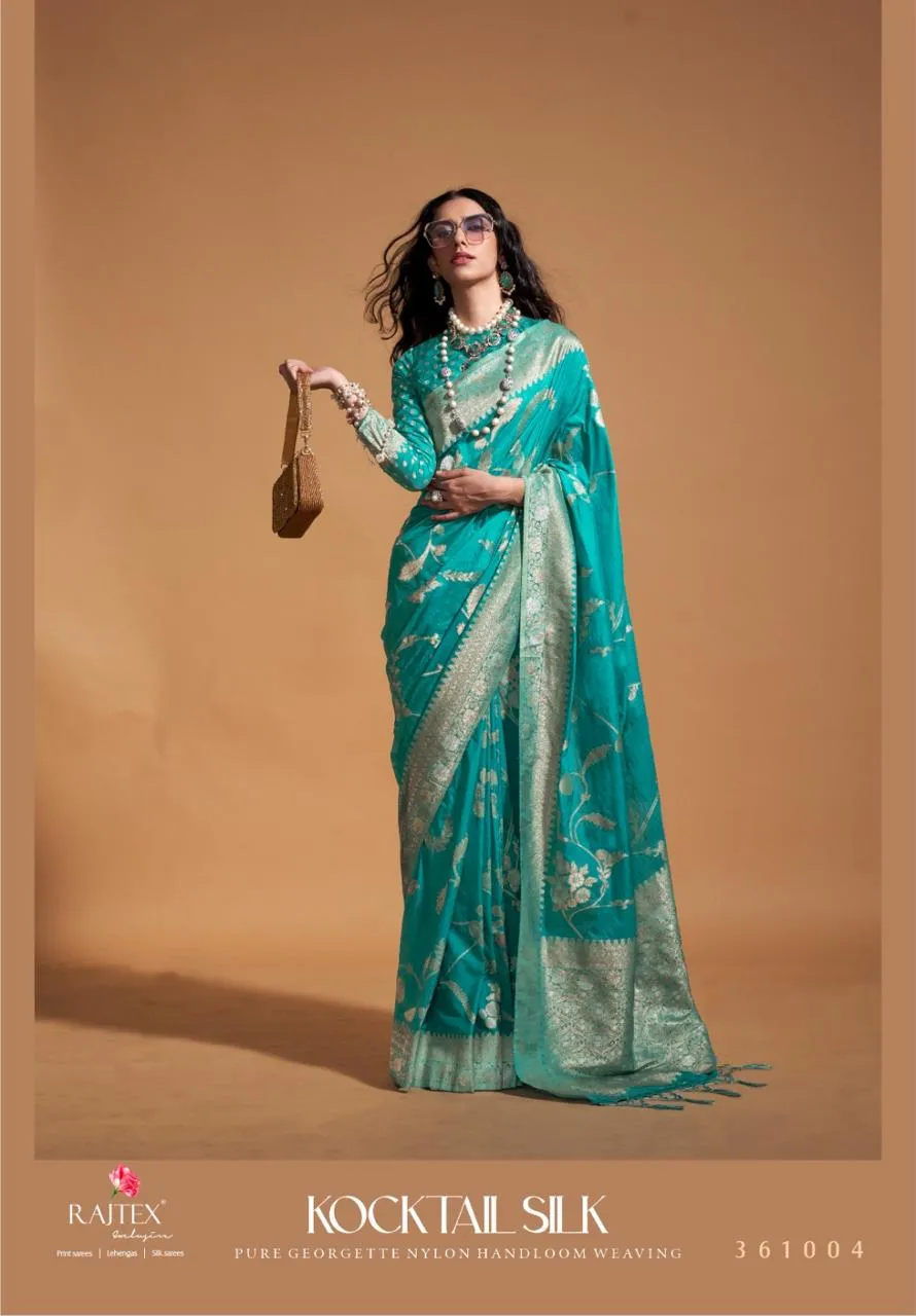 Festive Wear Georgette Nylon Silk Saree - Image 7
