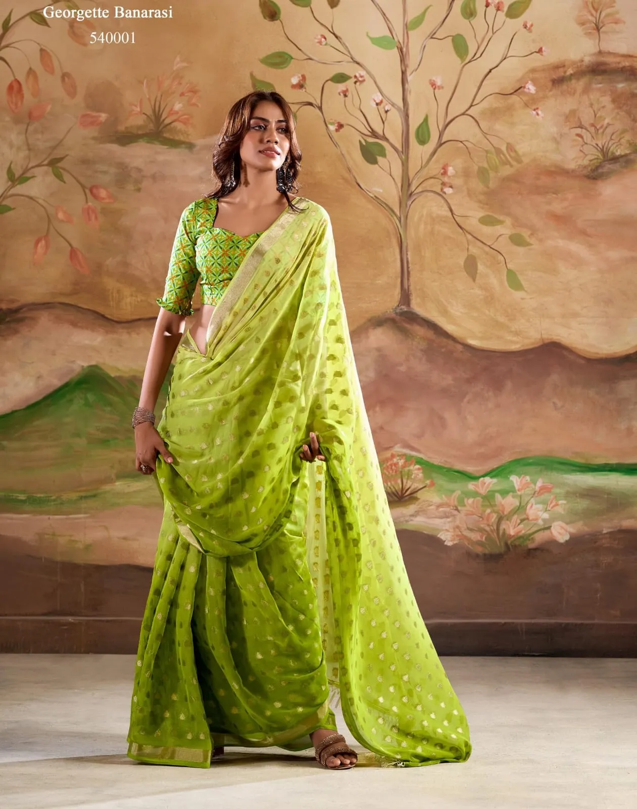 Festive Wear Georgette Saree With Handloom - Image 6