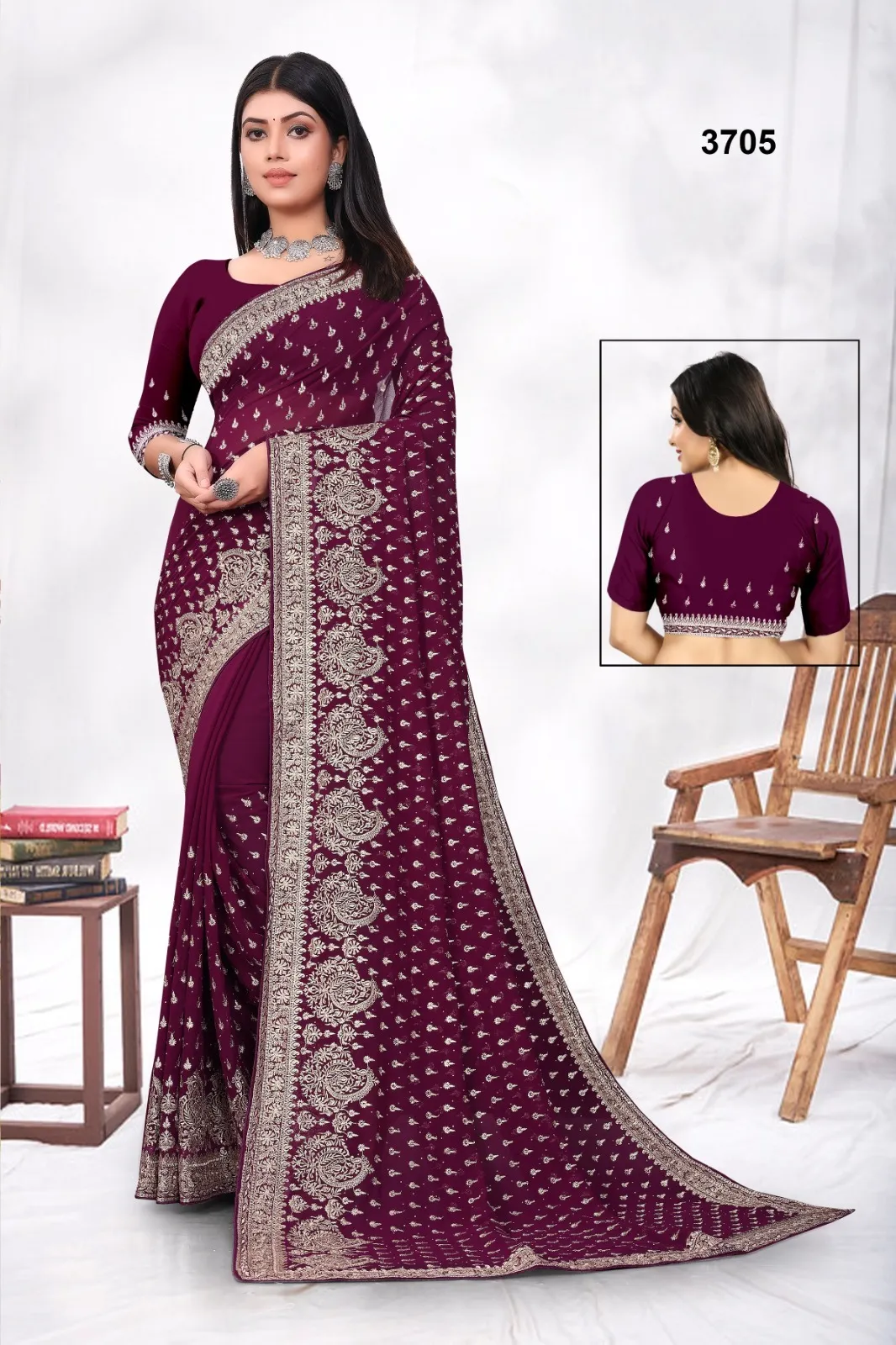 Festive Wear Saree Georgette With Zari Embroidery