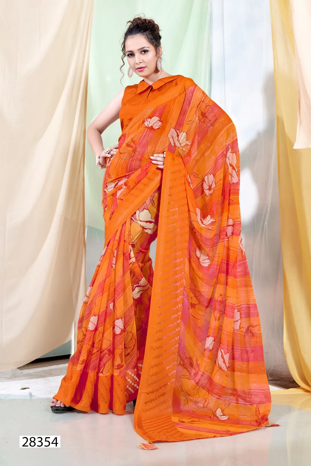 Georgette Printed Wholesale Saree Vallabhi Symphony 2 - Image 6