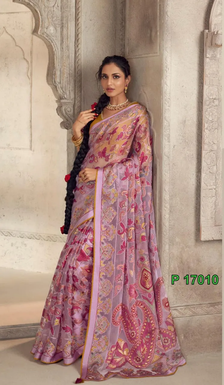 Heavy Border Designer Brasso Saree - Image 2