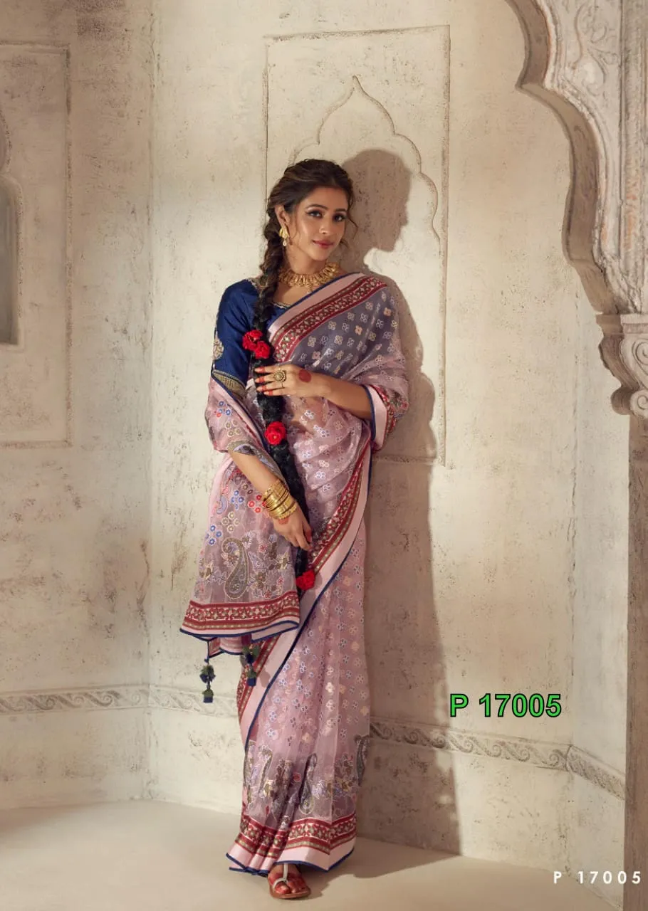 Heavy Border Designer Brasso Saree - Image 3