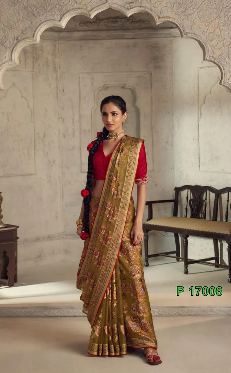 Heavy Border Designer Brasso Saree - Image 5