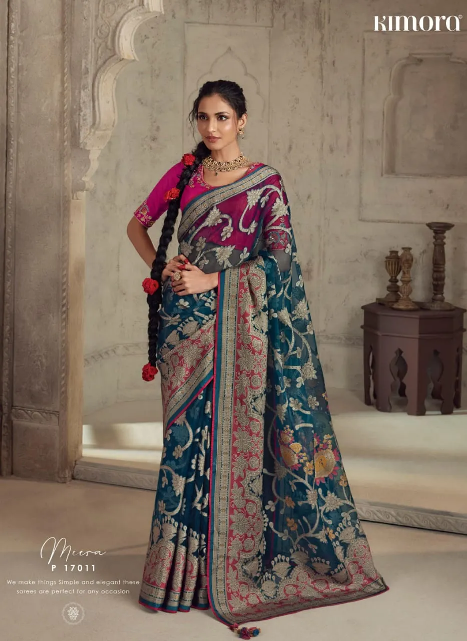 Heavy Border Designer Brasso Saree - Image 8