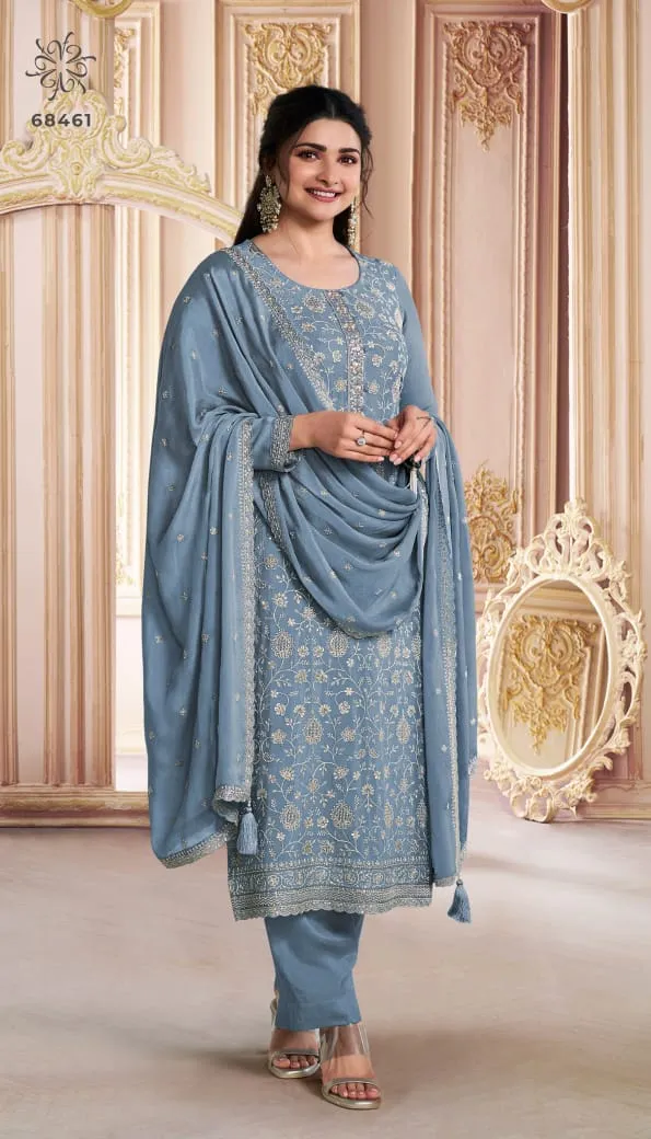 Kuleesh Saira Heavy Embroidery Chinon Salwar Suit