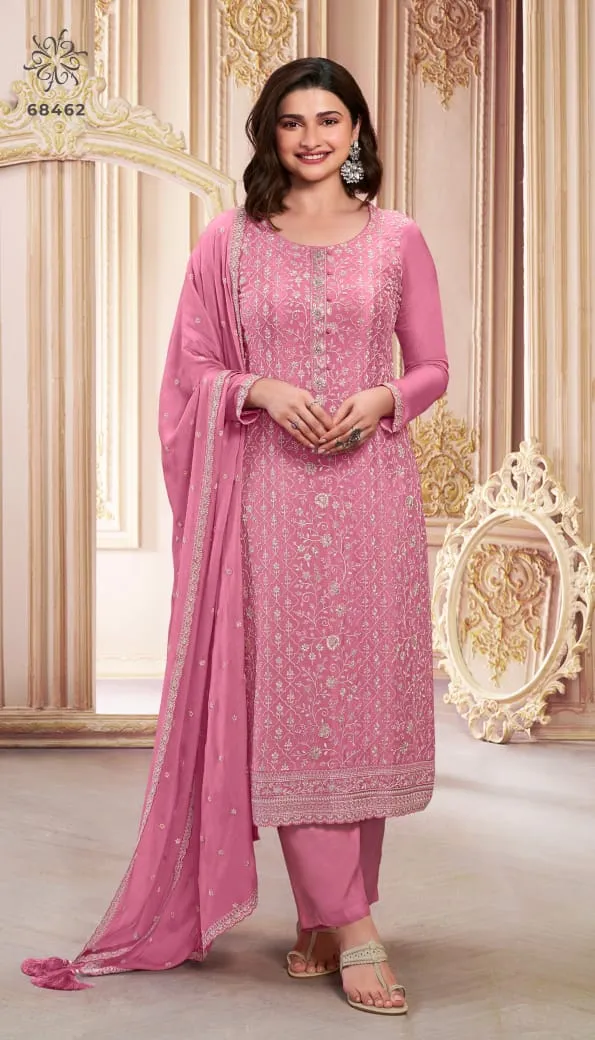 Kuleesh Saira Heavy Embroidery Chinon Salwar Suit - Image 4