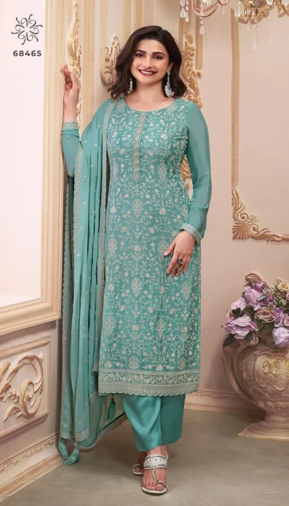 Kuleesh Saira Heavy Embroidery Chinon Salwar Suit - Image 5