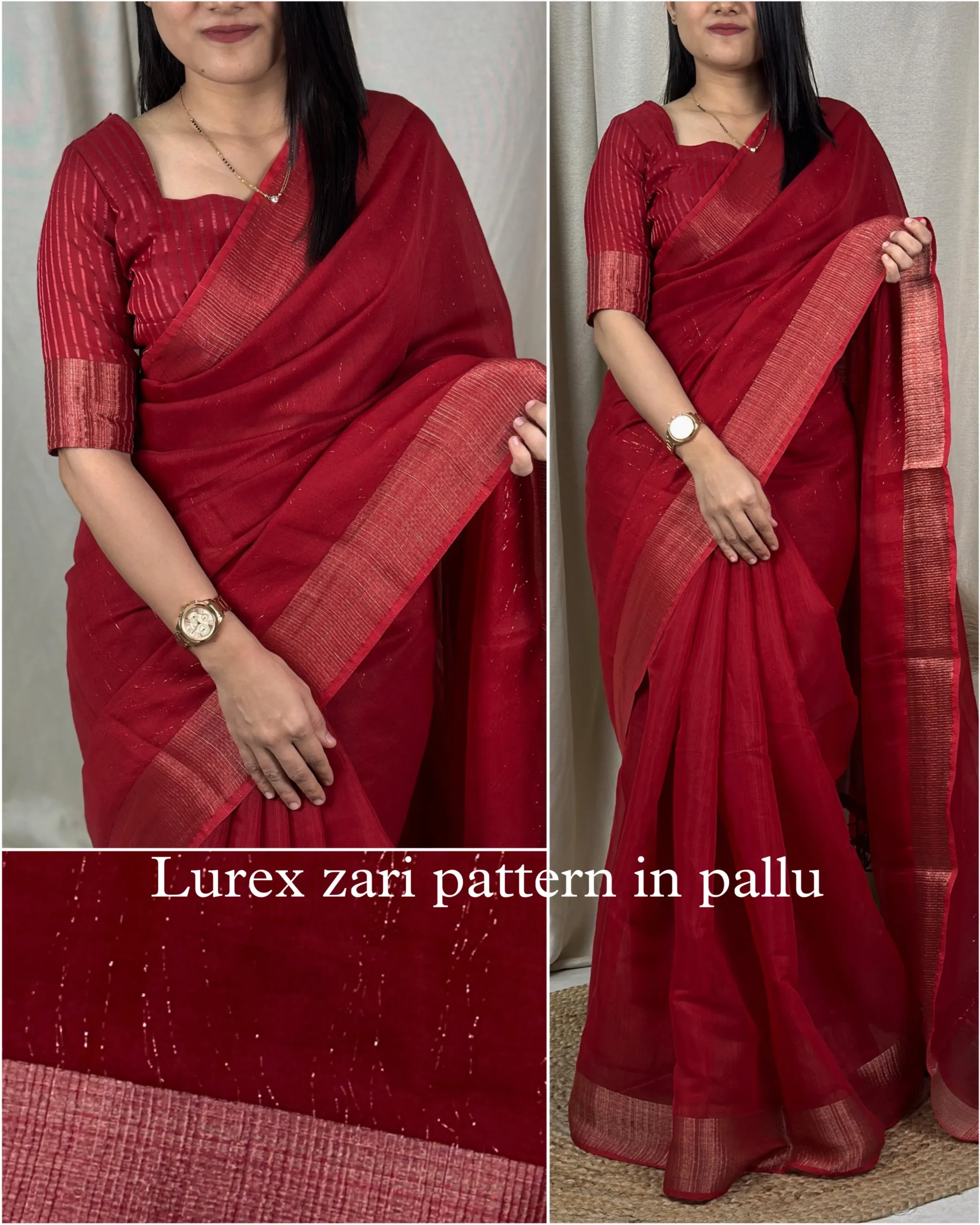 Modal Cotton With Weaving Border And Lurex Zari Festive Wear Ethnic Saree - Image 2