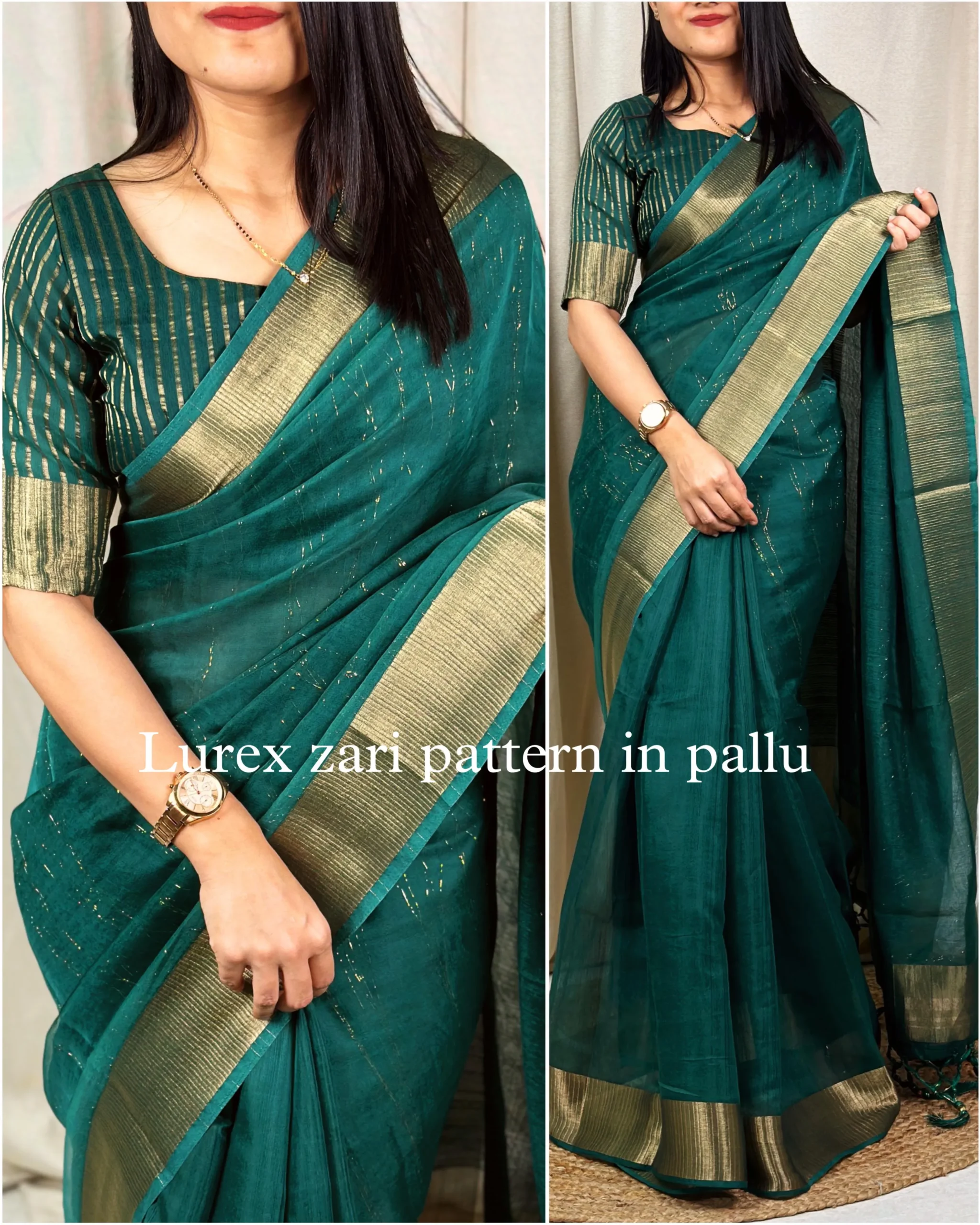 Modal Cotton With Weaving Border And Lurex Zari Festive Wear Ethnic Saree - Image 4