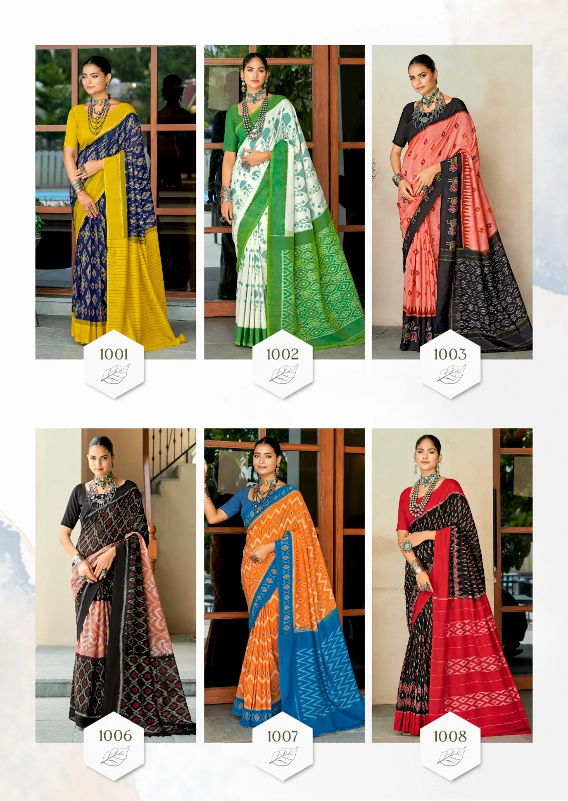 Mul Mul Cotton Saree With Ikkat Print - Image 10