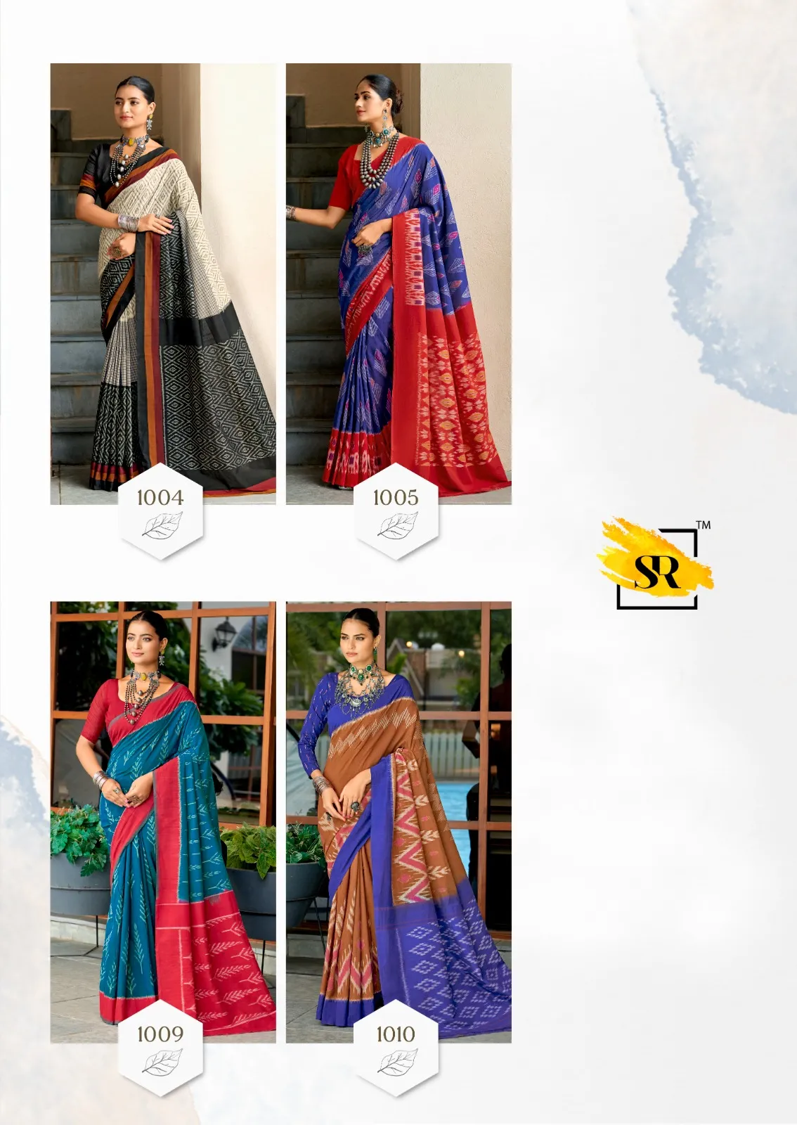 Mul Mul Cotton Saree With Ikkat Print - Image 11