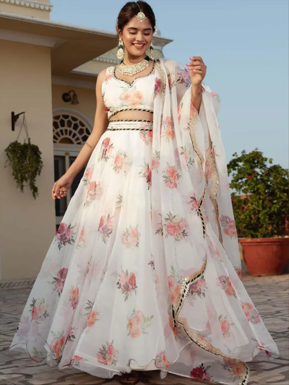 Organza Floral Printed Lehenga Choli