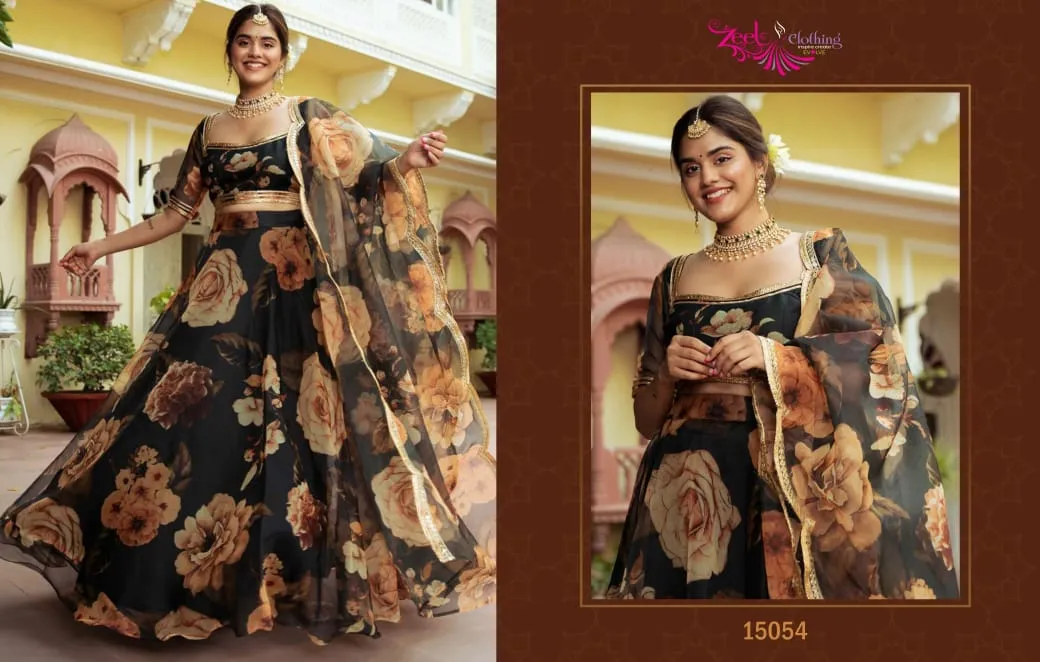 Organza Floral Printed Lehenga Choli - Image 2