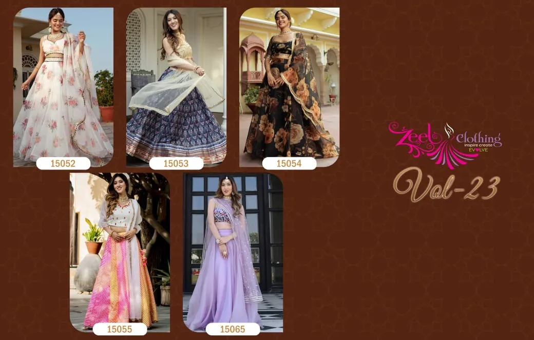 Organza Floral Printed Lehenga Choli - Image 3