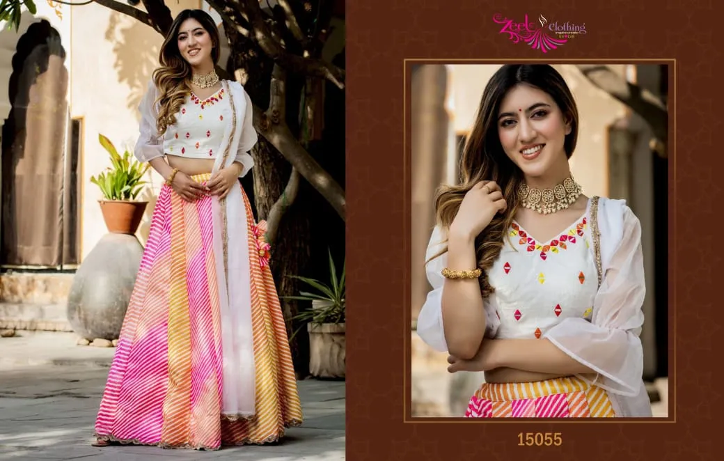 Organza Floral Printed Lehenga Choli - Image 4