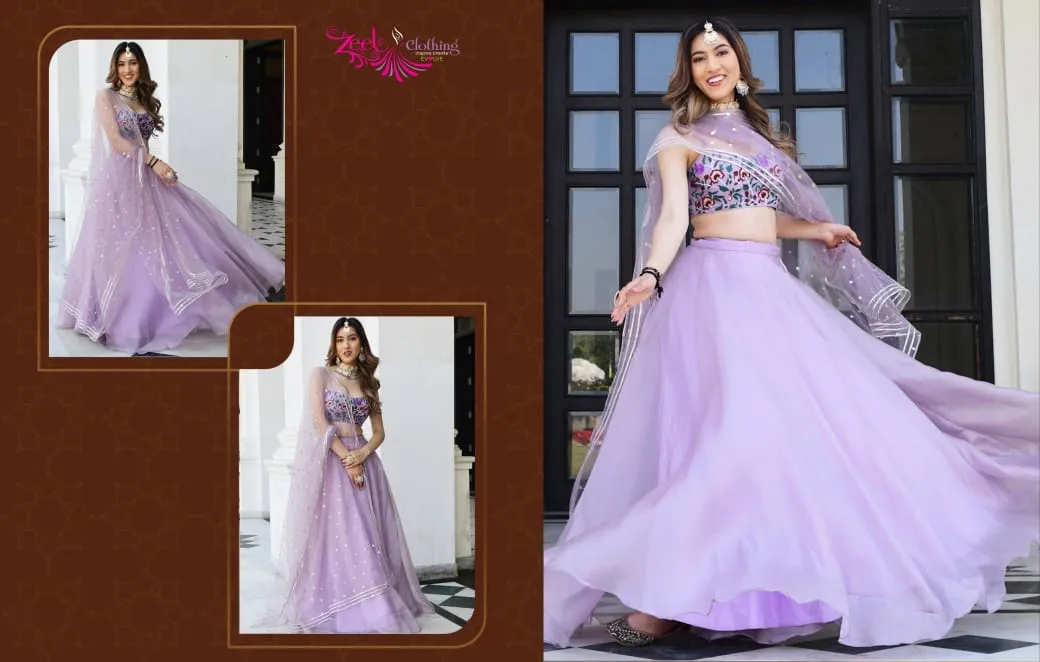 Organza Floral Printed Lehenga Choli - Image 6