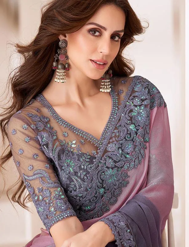 Party Wear Fancy Embroidery Saree